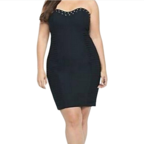 torrid Dresses & Skirts - TORRID Black Strapless Bodycon LBD Party Dress Studded Size 16 NWT